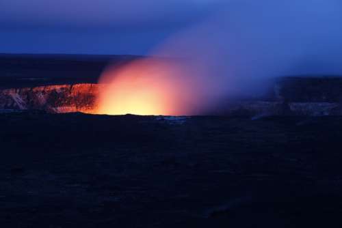 Hawaii Volcano Hot Fire Night Evening Flames