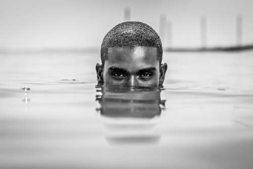 Head Swimming Man Swimmer Submerged Eyes Water