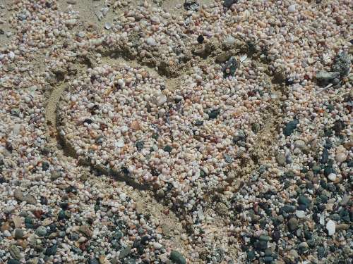 Heart Sand Pebble Love