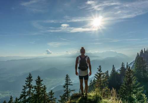 Hiker Standing Woman Top Journey Adventure