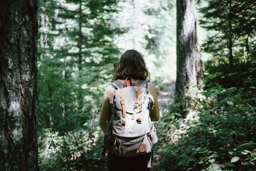 Hiker Backpacker Hiking Woods Nature Young Person