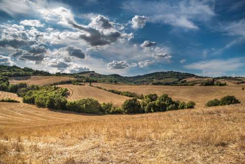 Hill Blue Sky Clouds Sky Blue Nature Green