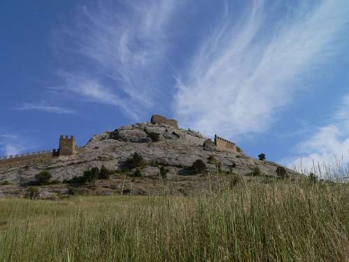 Hill Nature Crimea Castle Sky Blue Sky Clouds