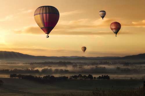 Hot Air Ballons Balloons Flying Floating Sky