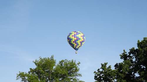 Hot Air Balloon Sky Trees Flying Recreation Travel