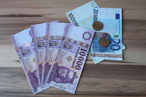Huf Euro Money Bills Paper Money Coins