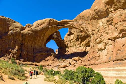 Huge Double Arch Sandstone Utah Landscape Geology