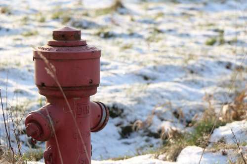 Hydrant Red Distributor Connection Water Winter