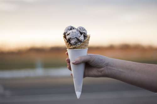 Ice Cream Waffle Cone Hands Dessert Sweet Food