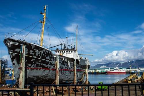 Iceland Reykjavik Port Web Promenade Ship Boat