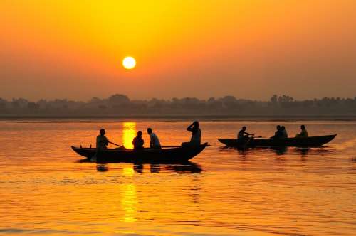 India Varinasi Ganges Boats