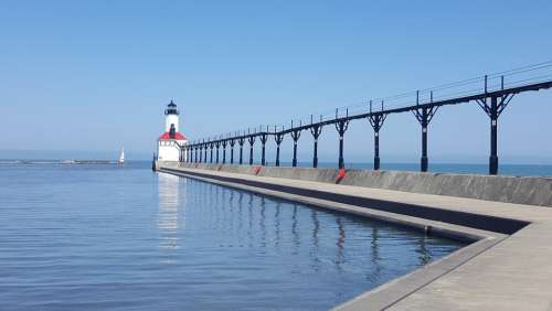 Indiana Usa Lake Michigan Lighthouse Michigan City