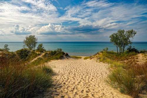 Indiana Dunes State Park Beach Lake Michigan Sky