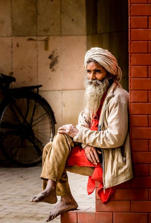 Indians Portrait Man Human Turban Face Holy Man