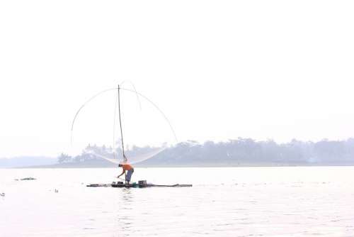 Indonesian Fishermen Nature Lake