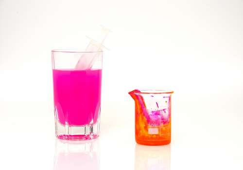 Ink Pink Glass Beaker Color Art Soluble In Water