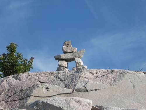 Inukshuk Rock Sculpture Stone Kilarney Ontario