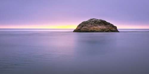 Island Dawn Dusk Light Ocean Rock Scenic Sea