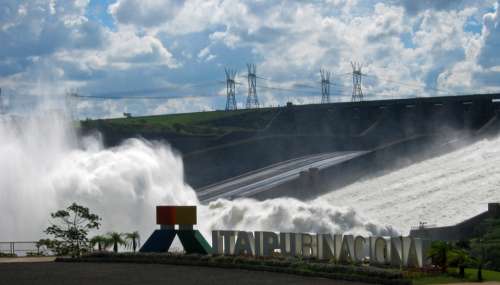 Itaipu Spillway Water Energy Light Transmission