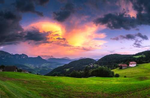 Italy Sunset Dusk Sky Clouds Landscape Scenic