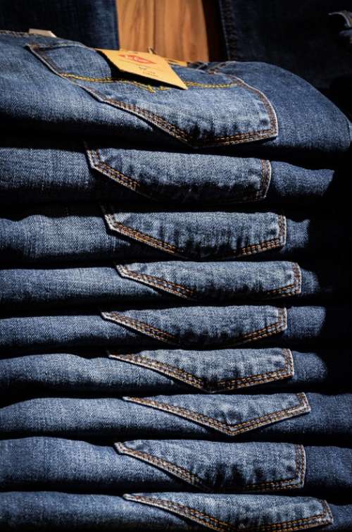 Jeans Pants Blue Shop Shopping Shelf Exhibition