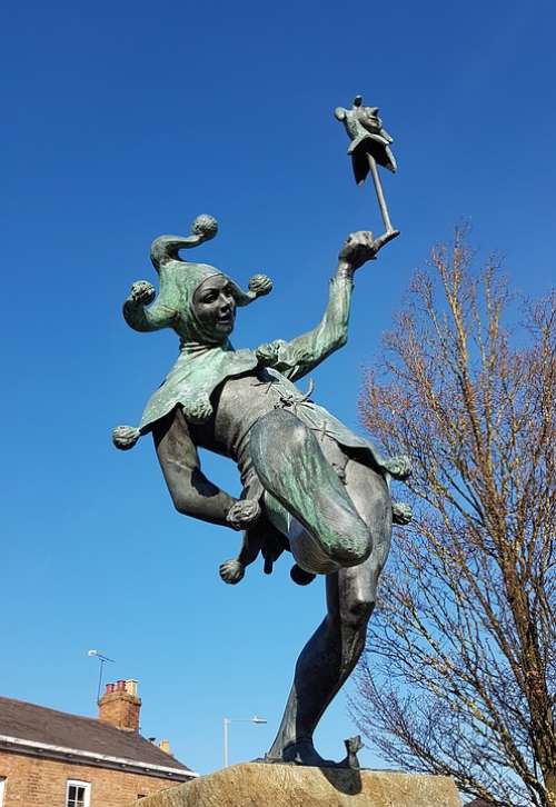 Jester Sculpture Statue Figure Fool Artwork Metal