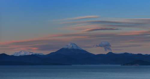 Kamchatka Sea Water Beach Bay Rocks Mountains