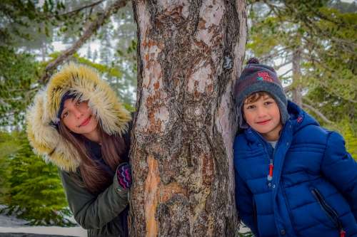 Kids Snow Boy And Girl Winter Children Cold Young