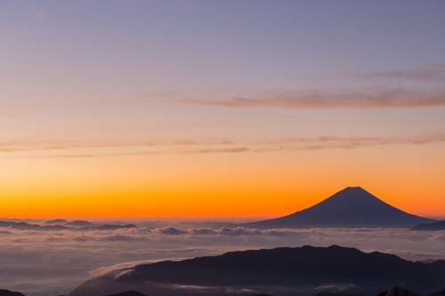 Mt Fuji Volcano Japan Morning Sunrise Mountain