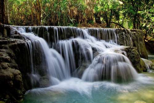 Kuang Si Falls Waterfall Water Laos Nature