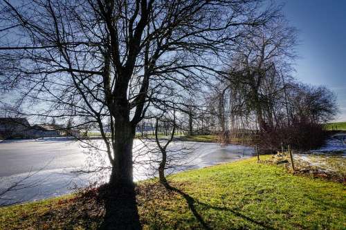 Lake Winter Ice Frozen Nature Landscape Water