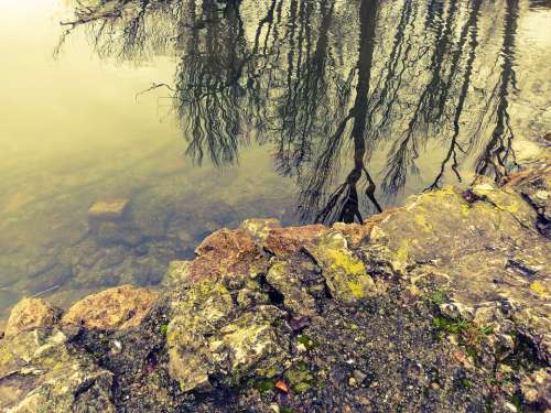 Lake Water Mood Nature Stones Reflections