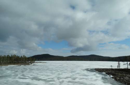 Lake Frozen Finland Landscape