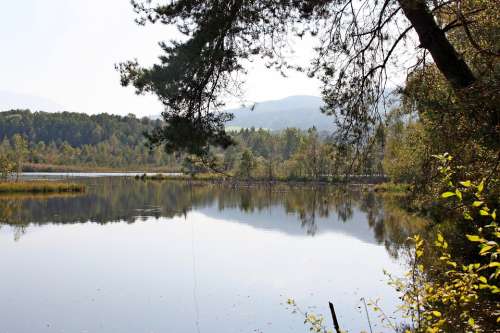 Lake Mirroring Water Nature Background Mood