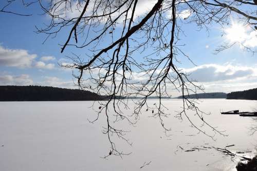 Lake The Frozen Lake The Sun Winter Snow