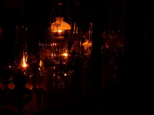 Lamps Darkness Light Dark Night Shining Petroleum