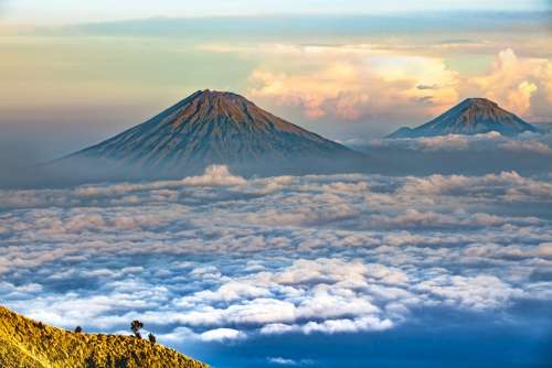 Landscape Volcano Central Java Sumbing Mountain
