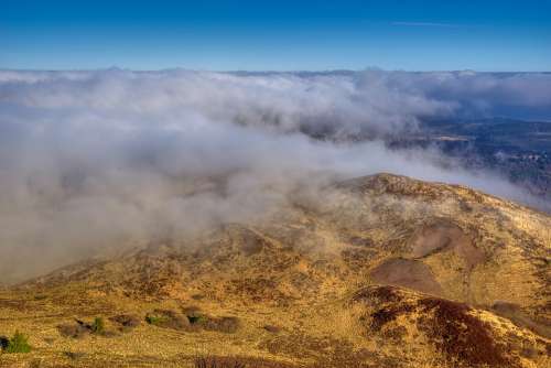 Landscape Mountain Volcano Hill Fog Winter