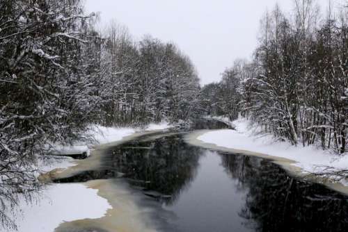 Landscape Winter Frozen Warm Snow Snow River