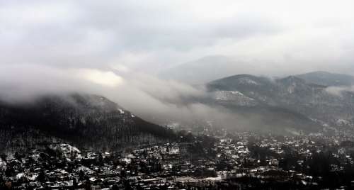 Landscape Winter Clouds Fog Snow