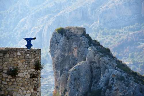 Landscape Mountain Spain Guadalest Cliff Panorama