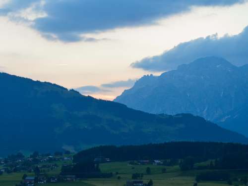 Landscape Mountains Austria Blue Air White