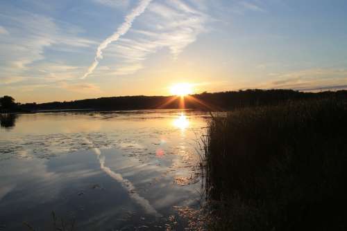 Landscape Sunset Lake Nature Sky Sun Summer