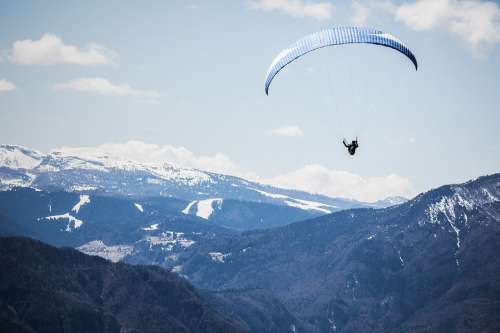 Landscape Mountains Paragliding Parachute Snow Sky