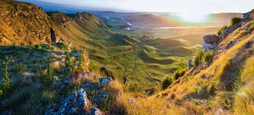 Landscape Mountains Valleys Hills Fields Grass