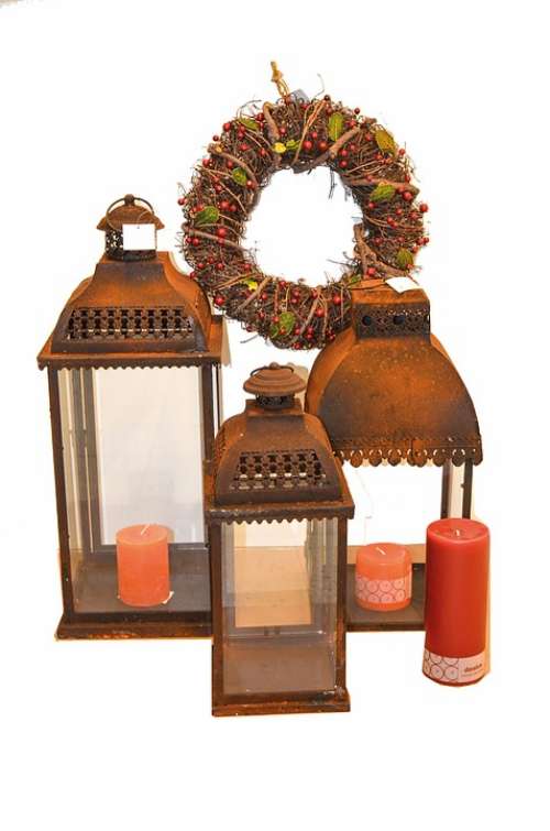 Lantern Christmas Rust Candle Atmosphere