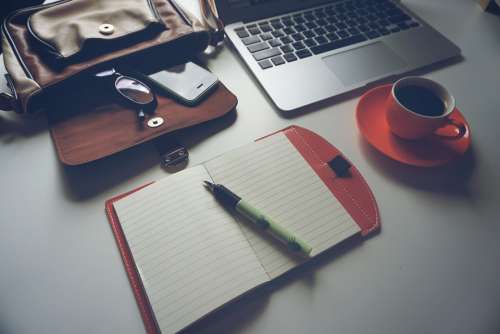 Laptop Coffee Notebook Pen Glasses Technology