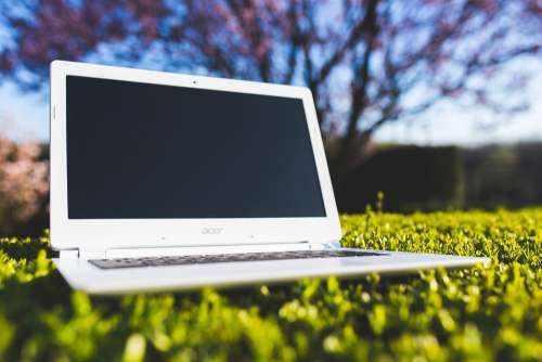 Laptop Grass Sunny Computer White Technology