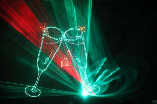Lasershow Laser Red Green Champagne Glass