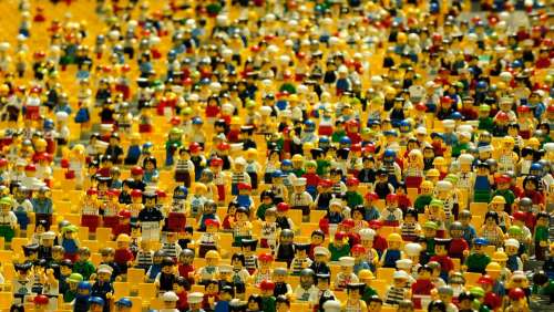 Lego Figurines Toys Crowd Many Play People